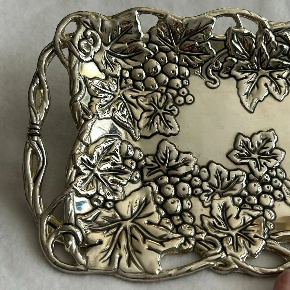Godinger Silver Plated Grape Vine Serving Tray With Handles